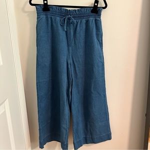 Madewell chambray Houston cropped wide leg pants.